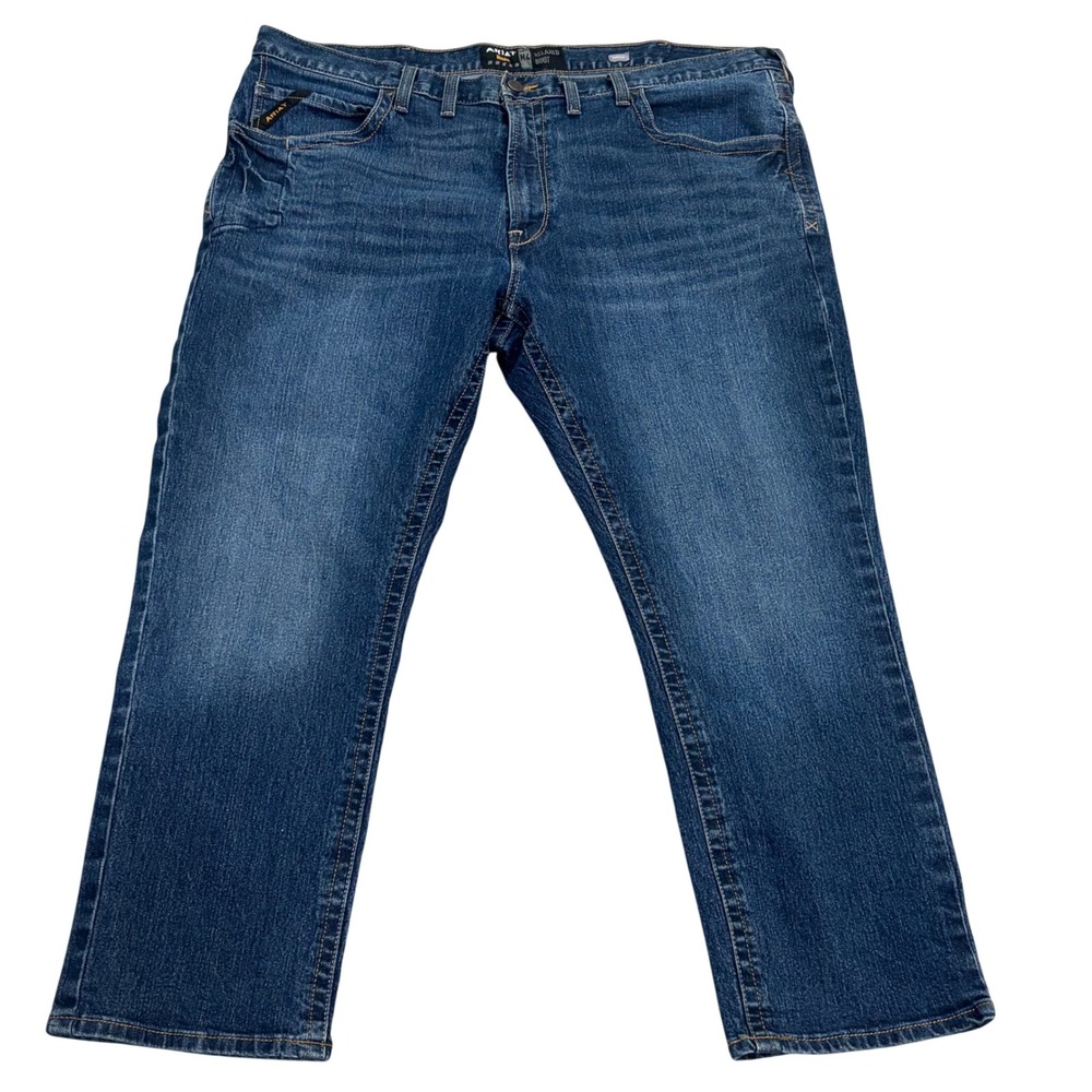Ariat Rebar M4 Relaxed Boot Cut Jeans Mens 46x30 Medium Wash Denim 10016220